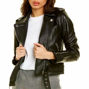 NWT Walter Baker Kelsey Genuine Lamb Leather in Black Size S